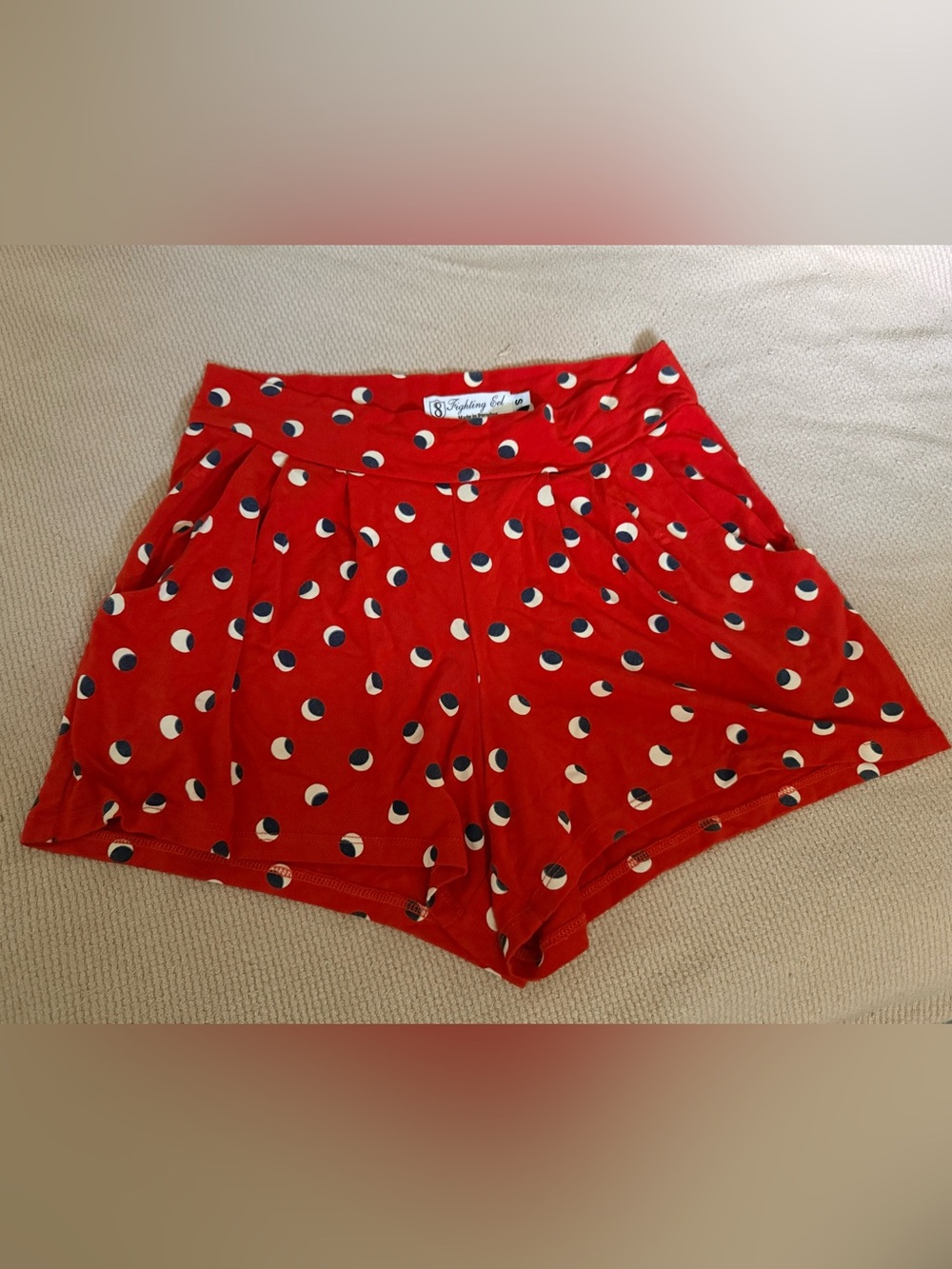 Fighting Eel Red High-Waist Polka Dot Shorts